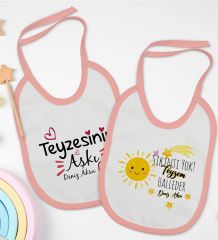 BK Kids Kişiye Özel Teyze Tasarımlı 2’li Pembe Mama Önlüğü-3