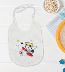 BK Kids Sevimli Pilot Tasarımlı Bebek Mama Önlüğü - Model 1