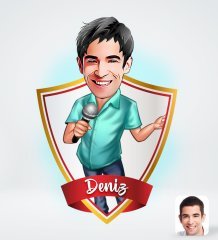 Kişiye Özel İsimli Erkek Şarkıcı Tasarımlı Dijital Karikatür-1