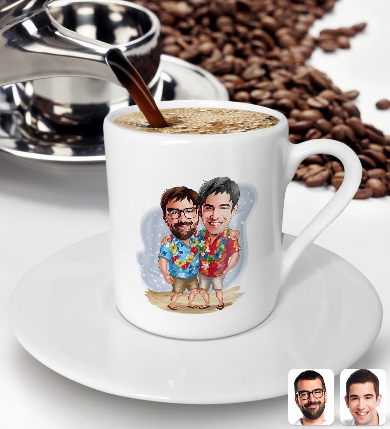 BK Gift Kişiye Özel Tatilci Kankalar Karikatürlü Türk Kahvesi Fincanı-1