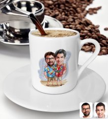 BK Gift Kişiye Özel Tatilci Kankalar Karikatürlü Türk Kahvesi Fincanı-1