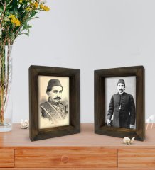 Bk Gift Sultan II Abdülhamit Han Tasarımlı Dekoratif 2'li Doğal Masif Ahşap Çerçeve 15x20cm-4