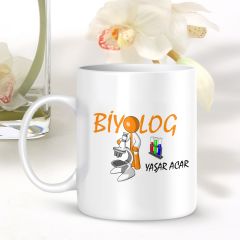 Kişiye Özel Mesleki Biyolog Beyaz Kupa Bardak - 001