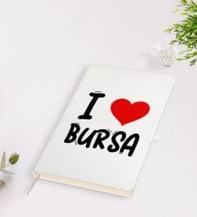 BK Gift I Love Bursa Tasarımlı Beyaz Defter - Model 1