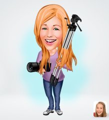 Kişiye Özel Kadın Fotoğrafçı Karikatürlü Sosyal Medya Dijital Profil Fotoğrafı - Model 1