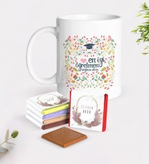 Kişiye Özel En İyi Öğretmen Beyaz Kupa ve Çikolata Hediye Seti-15