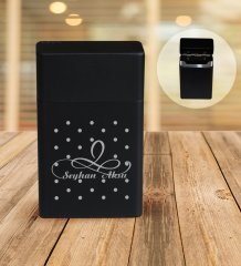 Kişiye Özel İsimli Siyah Metal Sigara Tabakası - 4