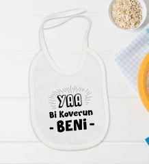 BK Kids Koverun Beni Tasarımlı Beyaz Bebek Body Zıbın ve Mama Önlüğü Hediye Seti-1
