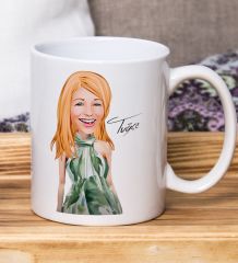 Bk Gift Kişiye Özel Karikatürlü Kadın Tasarımlı Beyaz Kupa Bardak-130, Arkadaşa Hediye , Karikatürlü Kupa Bardak