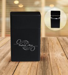 Kişiye Özel İsimli Siyah Metal Sigara Tabakası - 3