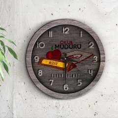 Kişiye Özel Okul Müdürü Ahşap Duvar Saati - 1