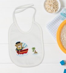 BK Kids Sevimli Kaptan Tasarımlı Bebek Mama Önlüğü - Model 2
