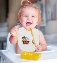 BK Kids Sevimli Kaptan Tasarımlı Bebek Mama Önlüğü - Model 2