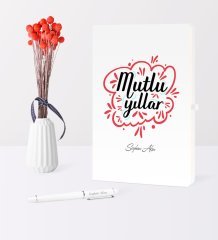 Kişiye Özel Yılbaşı Mutlu Yıllar Temalı Beyaz Defter Kalem Seti - 3