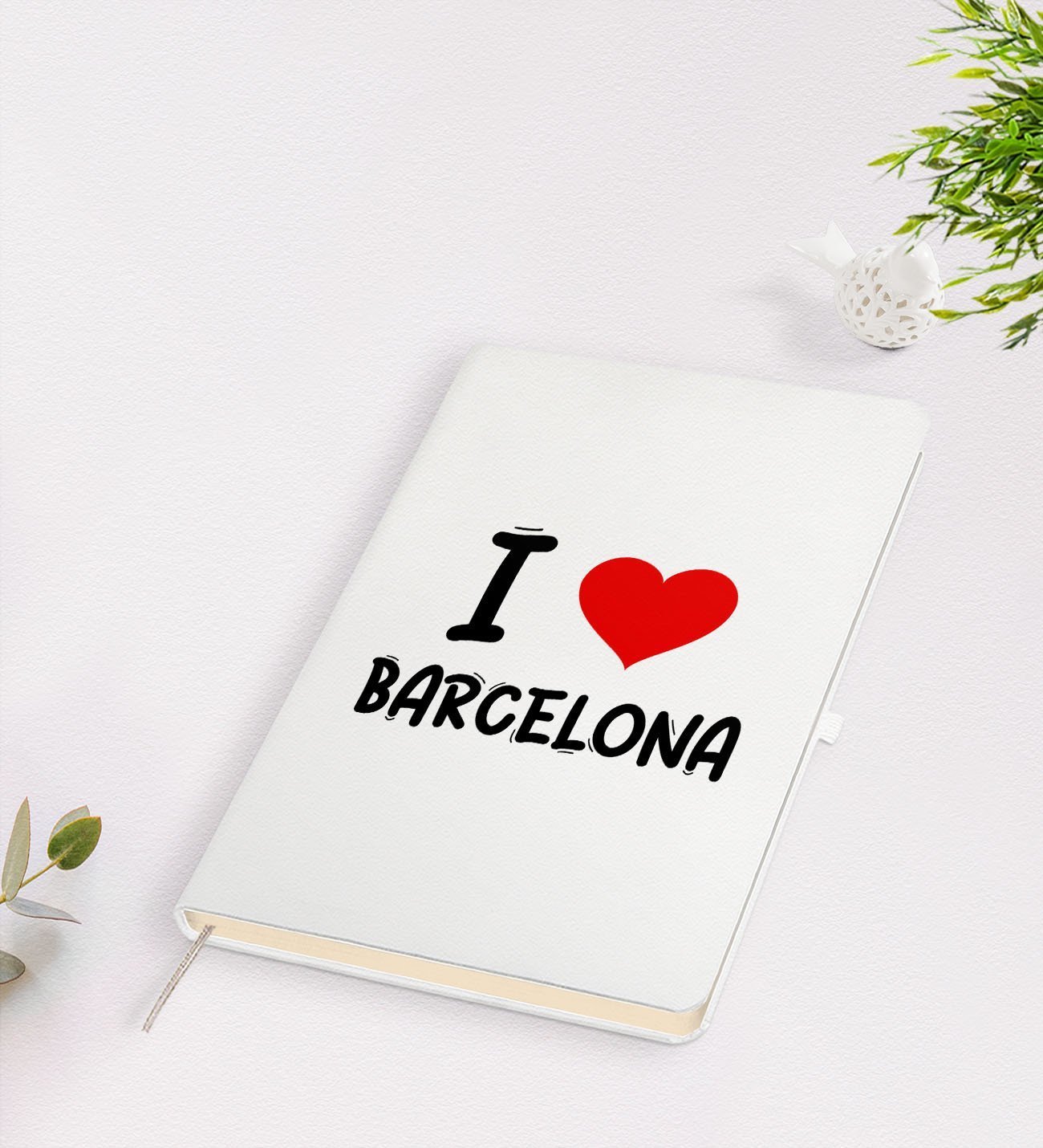 BK Gift I Love Barcelona Tasarımlı Beyaz Defter - Model 1