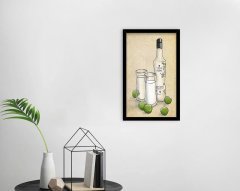 BK Home Rakı Tasarımlı Dekoratif Ahşap Siyah Çerçeveli Tablo-6