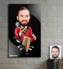 Kişiye Özel Bay Patron Karikatür Ahşap Tablo - 2