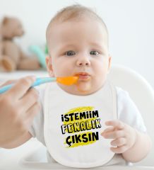 BK Kids İstemiim Fenalık Çıksın Tasarımlı Beyaz Bebek Body Zıbın ve Mama Önlüğü Hediye Seti-1
