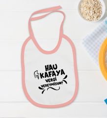 BK Kids Hau Kafaya Tasarımlı Pembe Bebek Body Zıbın ve Mama Önlüğü Hediye Seti-1