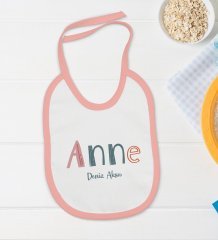 BK Kids Kişiye Özel Anne Tasarımlı Pembe Bebek Body Zıbın ve Mama Önlüğü Hediye Seti