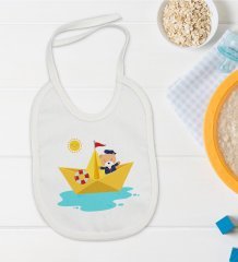 BK Kids Sevimli Kaptan Tasarımlı Bebek Mama Önlüğü - Model 1
