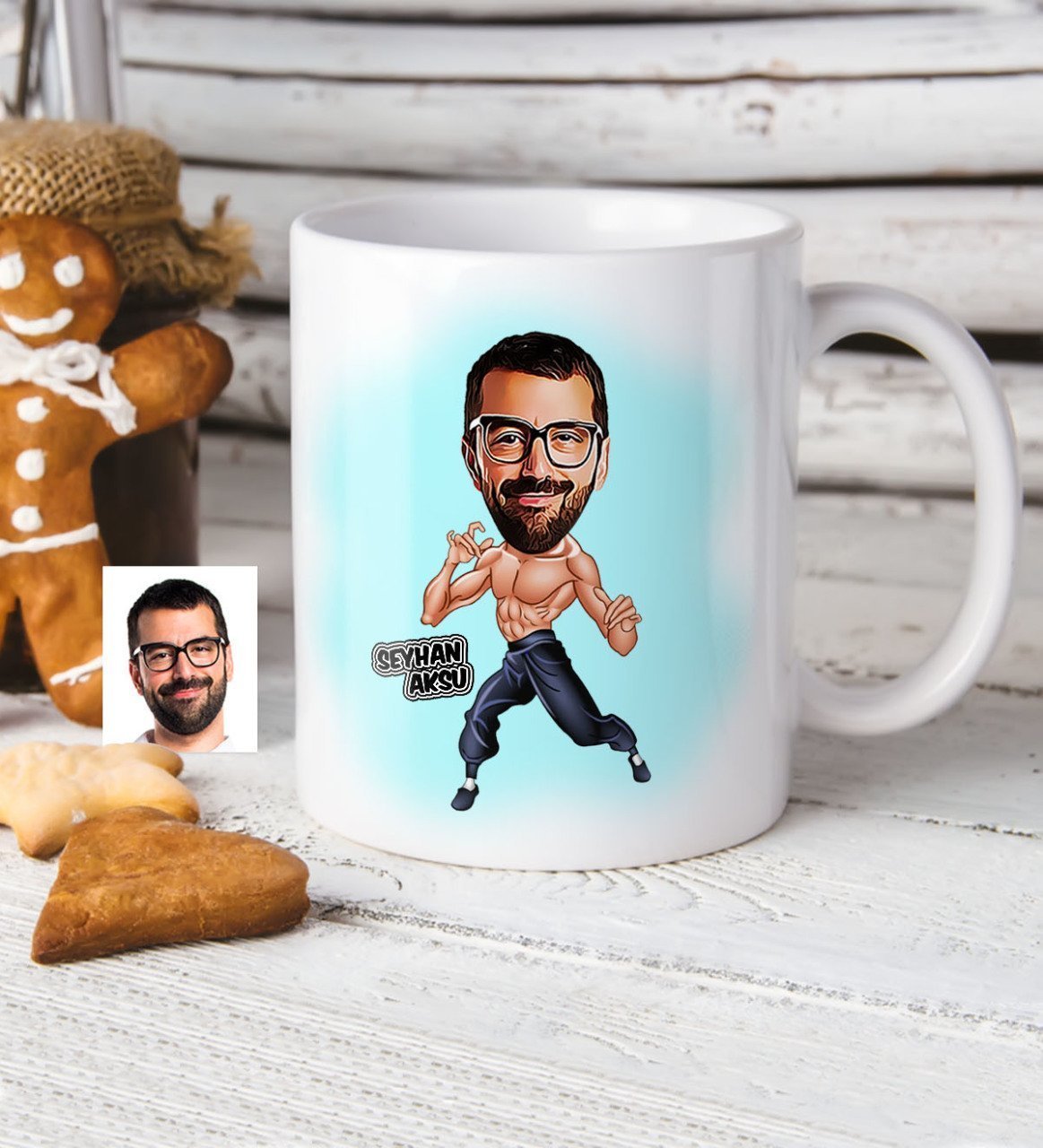 Kişiye Özel Bruce Lee Karikatür Beyaz Kupa Bardak