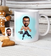 Kişiye Özel Bruce Lee Karikatür Beyaz Kupa Bardak