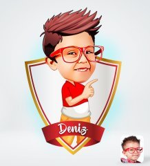 Kişiye Özel İsimli Erkek Çocuk Tasarımlı Dijital Karikatür-1