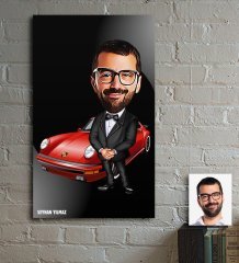 Kişiye Özel Bay Patron Karikatür Ahşap Tablo - 1