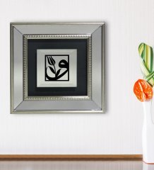 BK Gift Vav Tasarımlı Dekoratif Aynalı Gümüş Duvar Çerçevesi-1