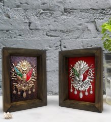 Bk Gift Osmanlı Arması Tasarımlı Dekoratif 2'li Doğal Masif Ahşap Çerçeve 15x20cm-2