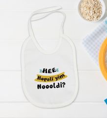 BK Kids Hopaliyim Tasarımlı Beyaz Bebek Body Zıbın ve Mama Önlüğü Hediye Seti-1