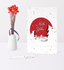 Kişiye Özel Yılbaşı Mutlu Yıllar Temalı Beyaz Defter Kalem Seti - 1