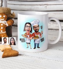 Kişiye Özel Aşçı Çift Karikatür Beyaz Kupa Bardak