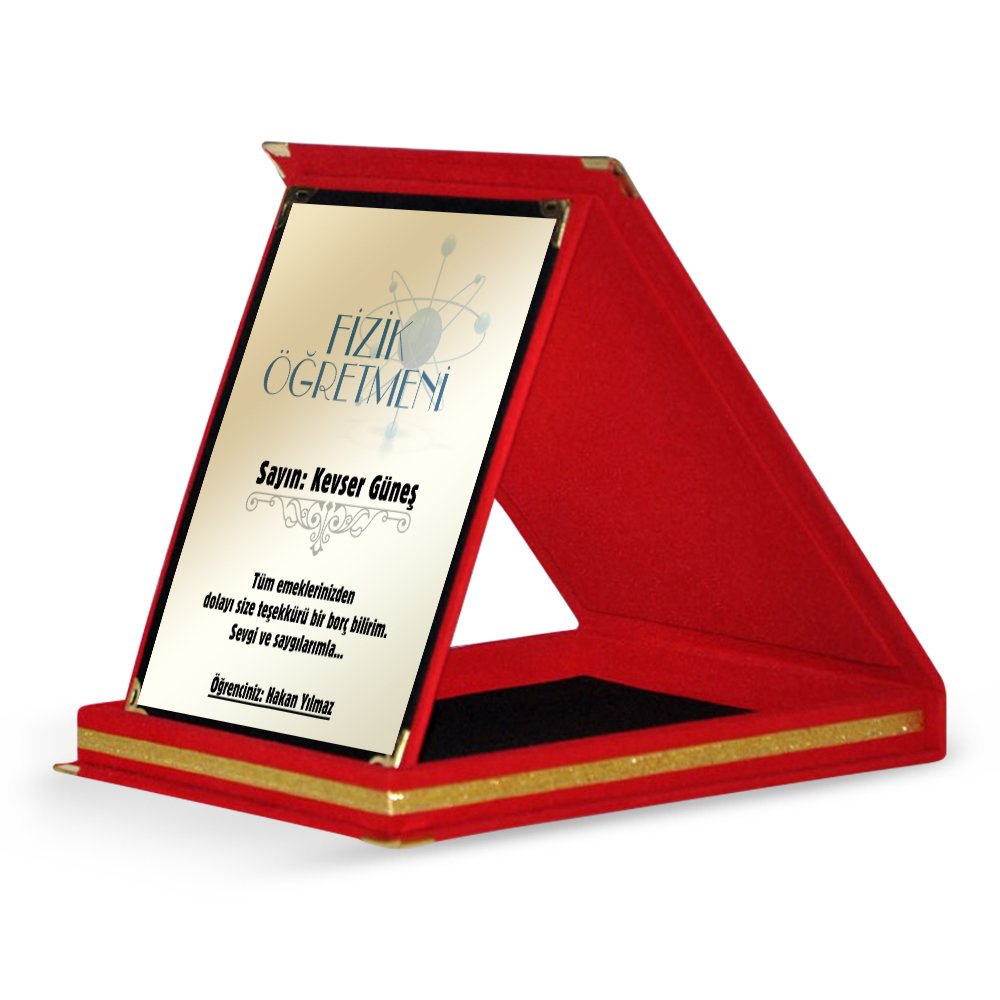 Kişiye Özel Fizik Öğretmeni Kırmızı Plaket - 1