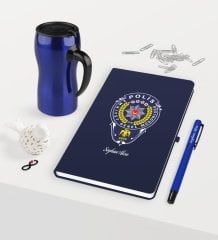 Kişiye Özel Polis Temalı Lacivert Defter Kalem Termos Mug Seti - 2