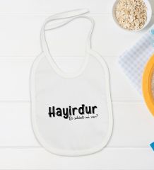 BK Kids Hayirdur Tasarımlı Beyaz Bebek Body Zıbın ve Mama Önlüğü Hediye Seti-1