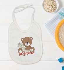 BK Kids Sevimli Ayı Tasarımlı Bebek Mama Önlüğü - Model 1
