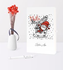 Kişiye Özel Yılbaşı Noel Baba Temalı Beyaz Defter Kalem Seti - 5