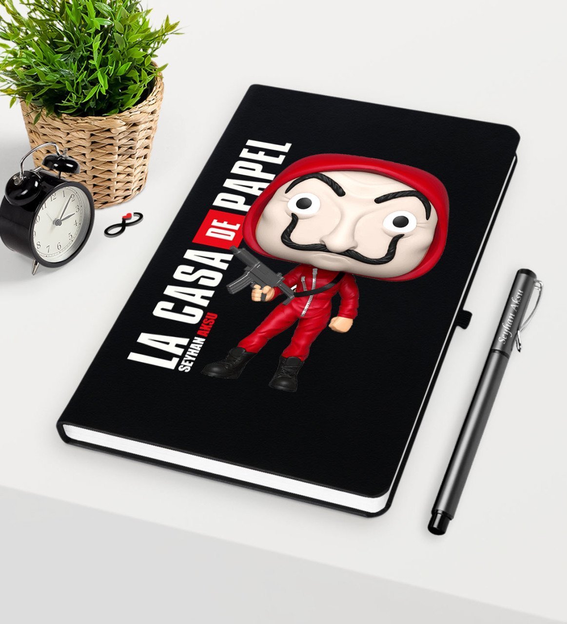Kişiye Özel La Casa De Papel Siyah Defter Kalem Seti - 27