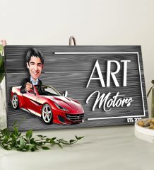 BK Gift Kişiye Özel Galeri Karikatürlü Gri Dekoratif Ahşap Tabela
