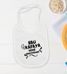 BK Kids Hau Kafaya Tasarımlı Beyaz Bebek Body Zıbın ve Mama Önlüğü Hediye Seti-1