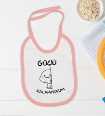BK Kids Güçlü Kalamıyorum Tasarımlı Pembe Bebek Body Zıbın ve Mama Önlüğü Hediye Seti-1