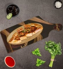 BK Gift Çiçekler Tasarımlı Dikdörtgen Şeklinde Doğal Ahşap Servis ve Sunum Tabağı Model 4
