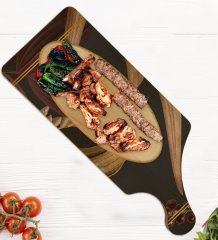 BK Gift Çiçekler Tasarımlı Dikdörtgen Şeklinde Doğal Ahşap Servis ve Sunum Tabağı Model 4