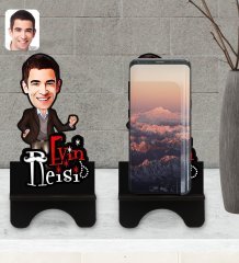 Kişiye Özel Evin Reisi Karikatürlü Ahşap Biblo Telefon Standı-2