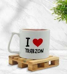 BK Gift I Love Trabzon Tasarımlı Middle Beyaz Kupa Bardak