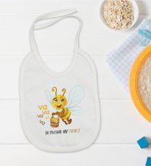 BK Kids Sevimli Arı Tasarımlı Bebek Mama Önlüğü - Model 1