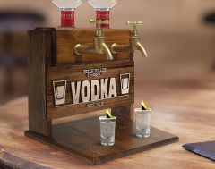 BK Gift Kişiye Özel Kabartma İsimli Çift Musluklu Doğal Ahşap Vodka Standı, İçki Standı, Doğum Günü Hediyesi, Ev Hediyesi, Erkek Hediye-5