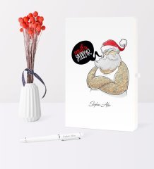 Kişiye Özel Yılbaşı Noel Baba Temalı Beyaz Defter Kalem Seti - 4
